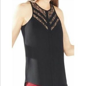 BCBGMAXAZRIA Sleeveless Lace Yoke Top